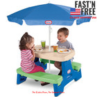  hot Sale  Outdoor Portable Kids Picnic Table With Umbrella  Blue Green  Ages 2 
