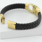 Men s stainless Steel 8 5  Black Braided Leather Magnetic Bracelet box