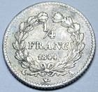 1844 France 1 4 Franc Genuine Antique 1800 s French High Grade Philippe I Coin