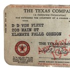 Vintage 1934 Texaco Gas Oil Charge Account Paper Credit Card The Texas Company