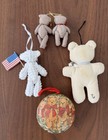 Lot Of 5 Vintage Teddy Bear Christmas Ornaments