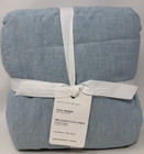 Pottery Barn Belgian Flax Linen Ruffle Full queen Duvet   2 Std Shams Sea Breeze