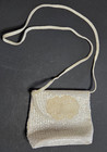 Vintage Small Beaded Evening Bag Purse Cross Body White Ivory Iridescent