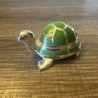 Reed   Barton Silverplate Turtle Tooth Fairy Box Green Enamel