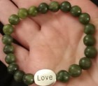 Irish Connemara Marble 8mm Bead Bracelet  sterling Silver Filled Love Word Charm