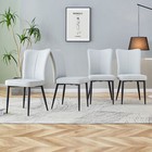 Set Of 4 Dining Chairs Pu Leather Office Chairs Side Chair Metal Legs Light Gray