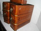 6 Matching Antique Sewing Machine Drawers Ornate Fancy Burled Wood   Cover Parts
