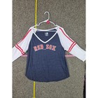 New Era Boston Red Sox Shirt Womens Xl Blue 3 4 Sleeve Raglan V-neck Mlb Tee