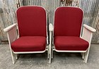 2 Theater Seats  Vintage Red Upholstered Tip-up Cinema Auditorium Seating  A51