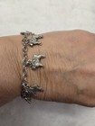 Vtg-mod Silver Tone Chain Mama Baby Monkey Charm Bracelet