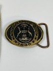 Vintage 1835 State Of Michigan Brass Belt Buckle First American Bank Co   Case