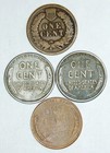Indian Head Penny  Lincoln Wheat Cents  1943 Steel Wheat Penny - 4 Coin Lot