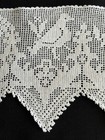 Vtg Filet Crochet Lace 9  Wide Trim  Border  Edging- Birds  Roosters 2 Pcs 5 yd