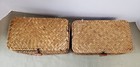 Vintage Flat Wicker Shelf Baskets With Lid  Handwoven Seagrass Basket Boxes