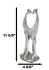 Large Silver Giraffe Heart Lovers Couple Statue 12 5 h Safari Savannah Giraffes