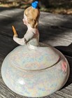 Art Deco Lady Powder Box Dresser Jar Lusterware Germany Vanity Dress Vintage 