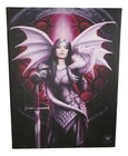 Ebros Anne Stokes Valour Knight Queen Dragon Wood Framed Canvas Wall Decor