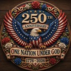 250th Anniversary Wooden Door Sign  Patriotic Eagle Wreath Decor  One Nation