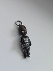 Wwi Fumsup Charm English Good Luck Wood Head Tiny Silver Body Glass Eyes
