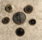 Victorian Carved Shell In Metal Button Group Of 6 W  Unique Designs 1 2   -1-1 8   