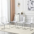Set Of 4 Modern Transparent Dining Chairs Acrylic Pc Seat Steel Pipe Frame