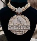 Custom Men s  self-made  Pendant 9ct Round Real Moissanite 925 Silver Necklace
