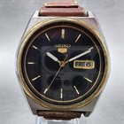 Seiko 5 Automatic Watch Men 38mm Blue Dial Two Tone Daydate Round Runs 7009-8760