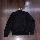 21men Men   s M Black Bomber Jacket Full Zip Band Collar Short Lined 38 