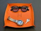 Valet Tray H Orange Leather Color Travel For Pens Jewelry Keys