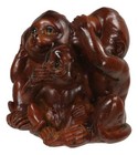 See Hear Speak No Evil Monkeys Figurine In Faux Mahogany Wood Finish Figurine