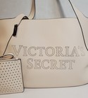 New Victoria s Secret Tote   Wristlet Wallet Set Laser Cut Pale Pink Large