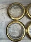 Vtg Park Sherman Silver Crystal Glass Coaster Ashtray Pinwheel Set Stacking Mcm