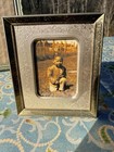 Two Vintage Mid Century Gold Metal Picture Frame For 5x7 And 2x3 Photos