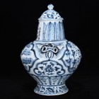Fine Chinese Art Hand Painting Blue white Porcelain Flowers Plants Vase
