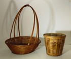 2 Round Wicker Woven Baskets