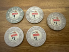 Lot Of 5 Vintage Sahara Hotel   Casino Las Vegas  1 Poker Chips Obsolete