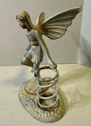 Iron Fairy Statue Angel Wings Antiqued Figurine Cherub Pixie Tinker Bell