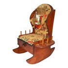 Antique Victorian Rocking Chair Pin Cushion Carved Wooden