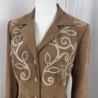 Vintage Faux Suede Midi Dress Womens 6 Beaded Western Country Cowgirl Boho Chic