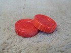 2 Vtg Turned Bakelite Replacement Backgammon Pieces Swirl Red Butterscotch 1 2 