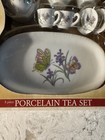 Vintage Greenbrier 8 Piece Tea Set Miniature Porcelain Butterflies Flowers