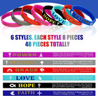 48 Pcs Christian Inspirational Bible Verses Bracelets Religious Silicone Wristba