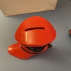 Vintage Red Plastic Western Cowboy Cowgirl Boot Coin Bank With Spurs