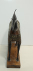 Indian Folk Art Wooden Horse Statue   Hand Carved   Hammered Metal 10 5 tx9 5 w