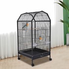 Large Bird Cage W  Rolling Stand Cockatiel Parakeet Finch Parrot Birdcage Black