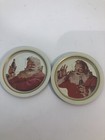 Vintage Coca Cola Tin Christmas Santa Ashtray Set Of Two