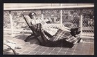 Vintage Antique Photograph Woman In Glasses Sitting On Lounge On Terrace