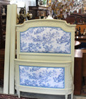 French Louis Xvi Painted White New Upholstery Twin Size Bed