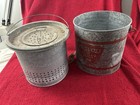 Vintage Falls City Galvanized Metal Floating Minnow Bucket  7810 W  Wood Handle