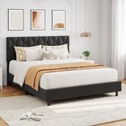 Twin Full Queen King Size Platform Bed Frame W  Upholstered Adjustable Headboard
